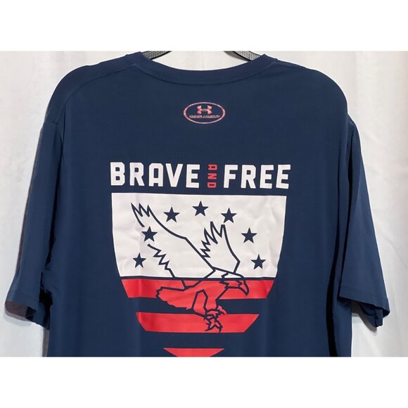 Under Armour Mens Brave And Free T-Shirt Blue Short Sleeve Size L Polyester Blen - Picture 4 of 9